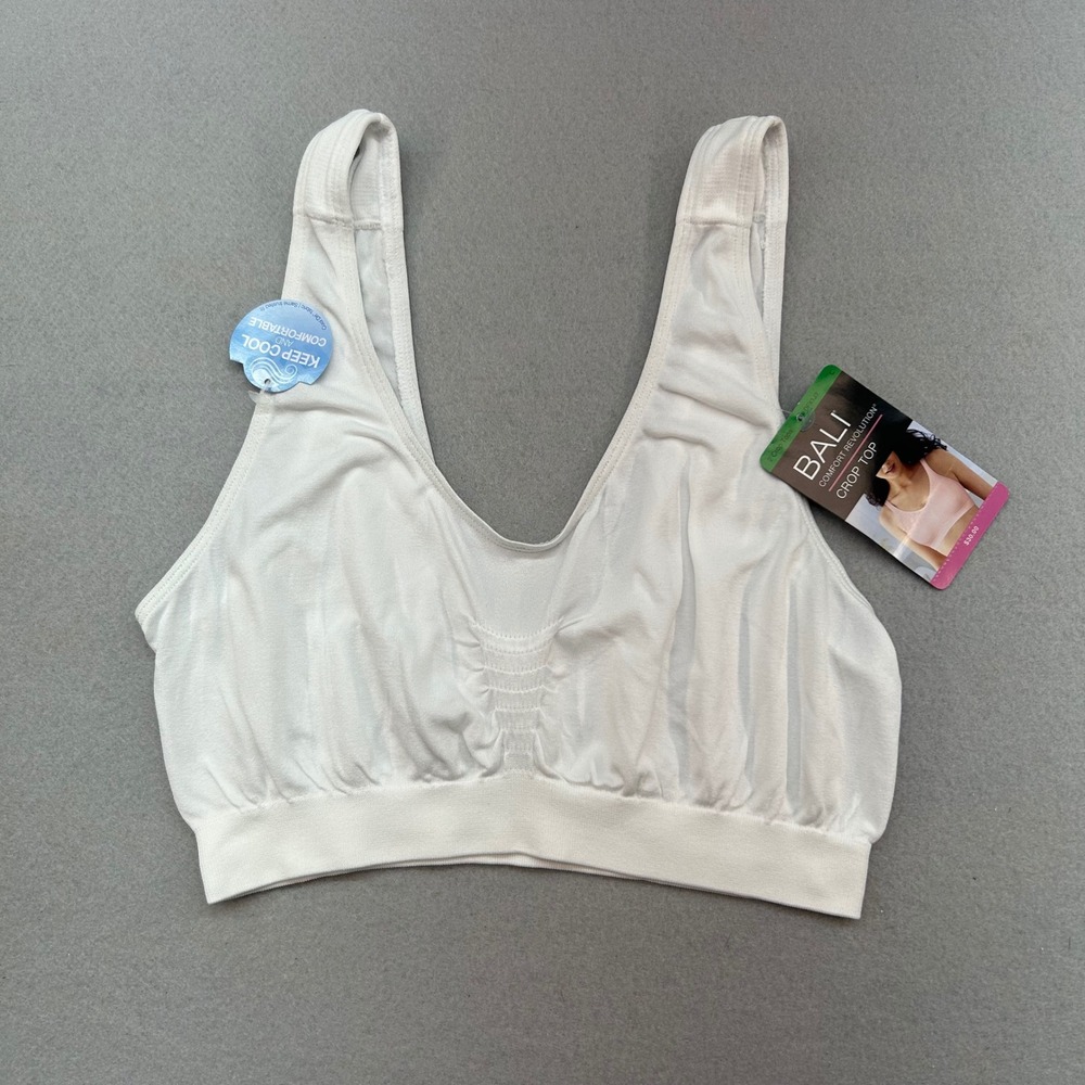 NWT Bali Comfort Revolution Crop Top White Seamless Bralette sz Large